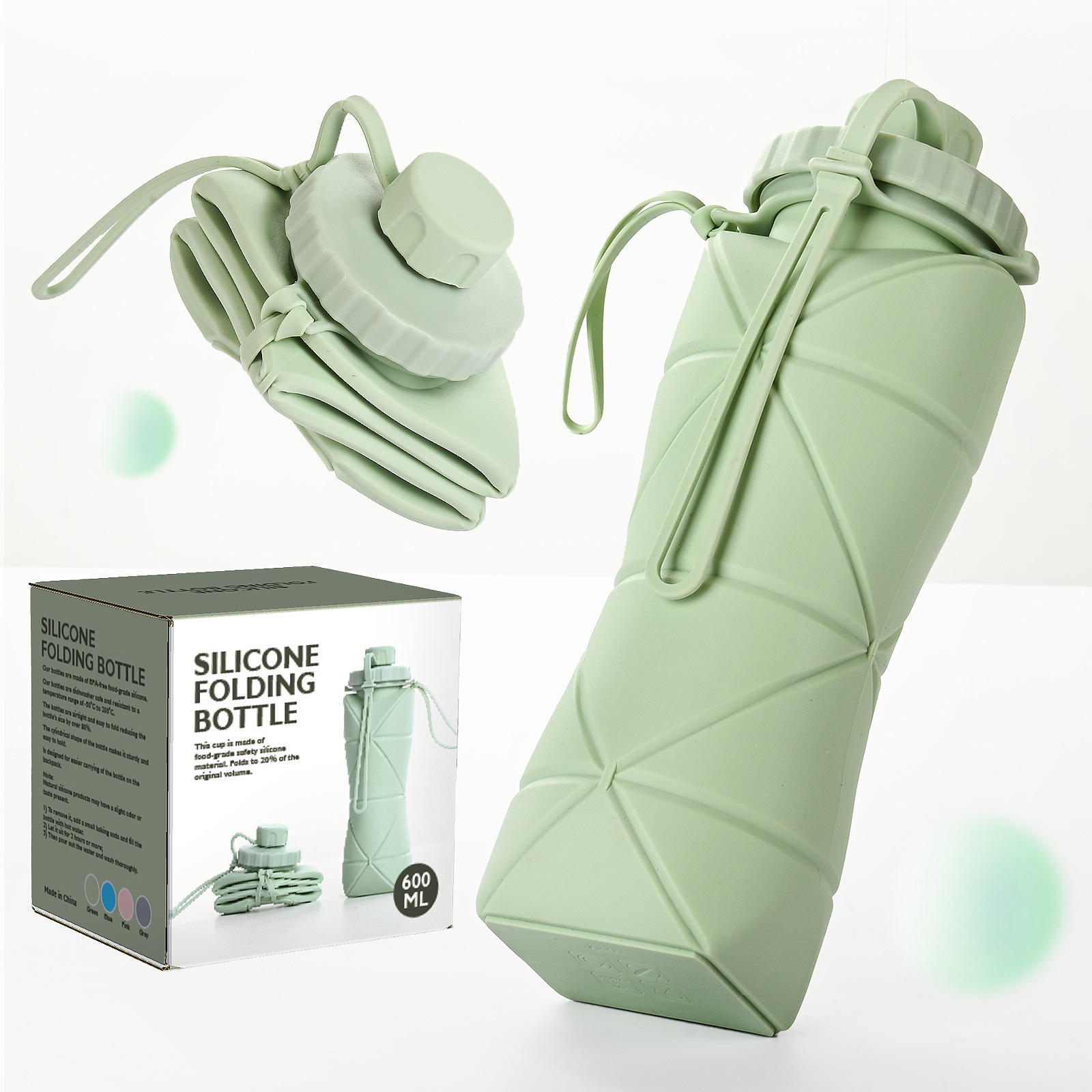 Silicone Folding Water Bottle 600ml 